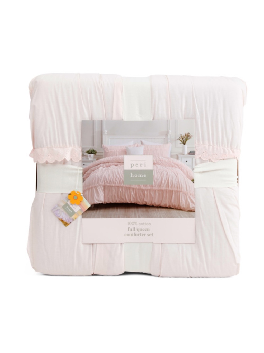 Peri Home Full/Queen Pink Boho Ruffled Cotton Comforter